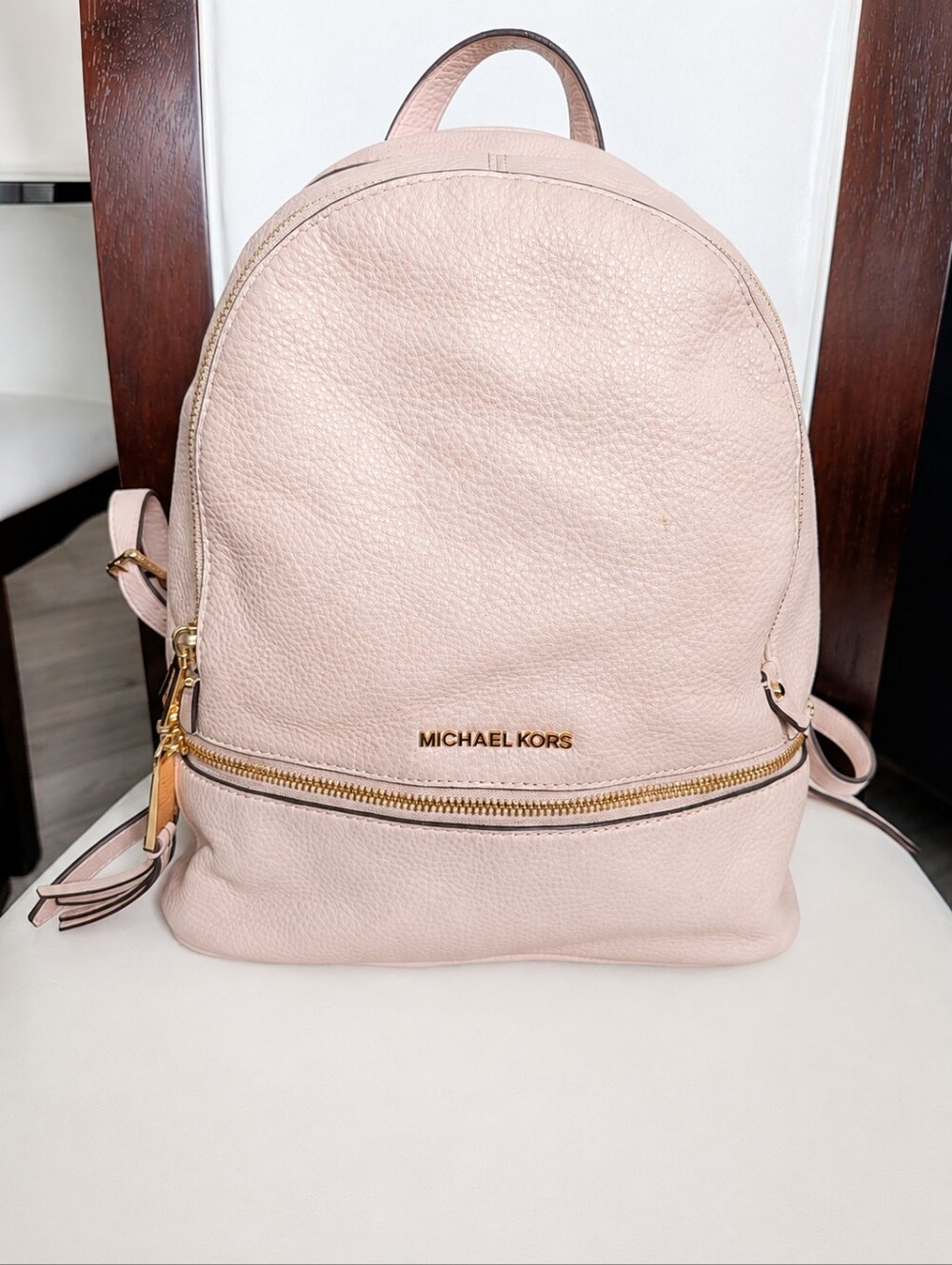 Michael Kors Rhea Large Pink Pebbled Leather Backpack